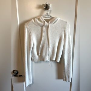 ZARA White Soft cropped hoodie